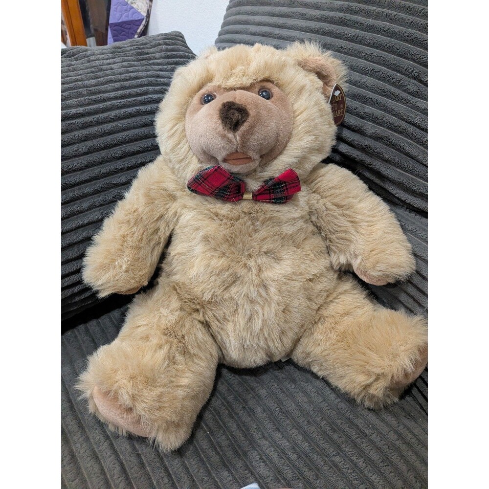 Chosun Heart to Heart Tan Teddy Bear Plush Red Plaid Bow Windsor Collection